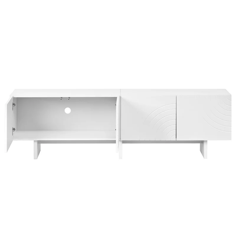 Meuble TV blanc arc-en-ciel en relief avec 4 portes 170x35x50cm FLOATING COTTON ELITE