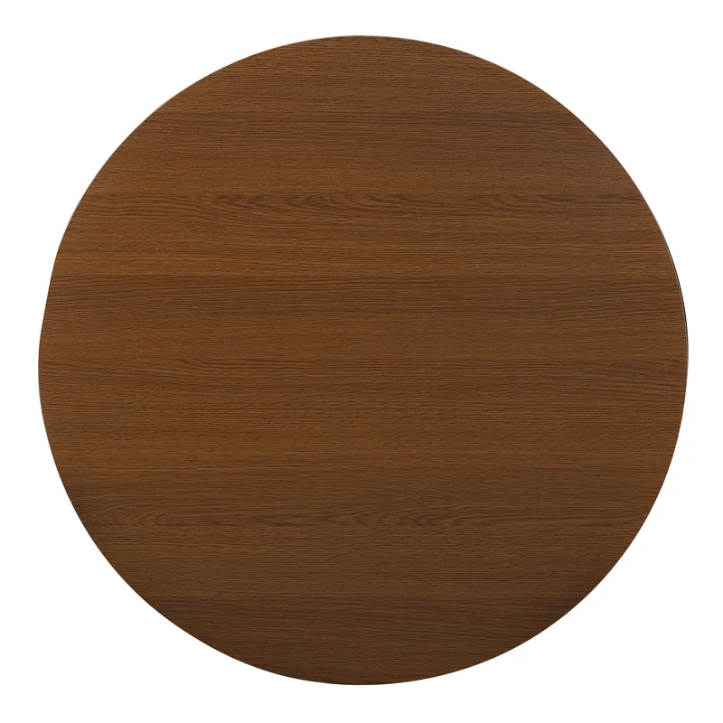 Table basse ronde effet bois noyer style rétro 2 portes coulissantes à latte poignées dorées 72x72x38cm FLEX WICKER PRIME