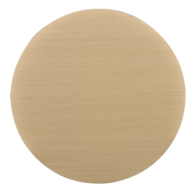 Table basse ronde effet bois clair style rétro 2 portes coulissantes à latte poignées dorées 72x72x38 cm FLEX VASE