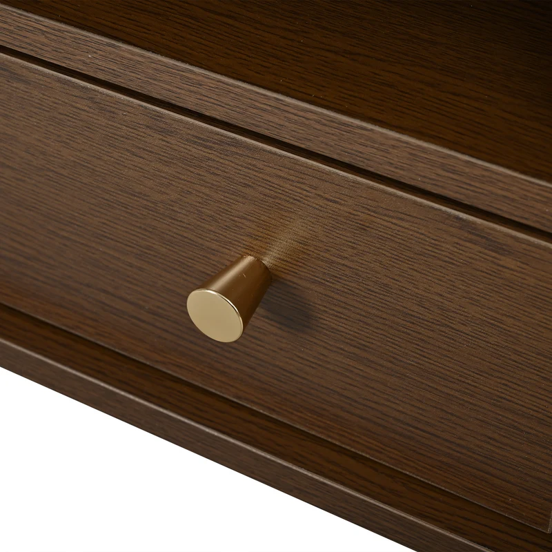 Table basse ovale vintage effet noyer avec tiroir et porte coulissante 100x50x36 cm RIFTKRYNNATHYN