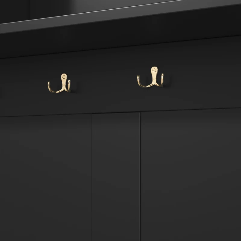 Vestiaire à l'entrée noir banc à chaussures porte manteau 120x40x191cm VERTEXVYNTH