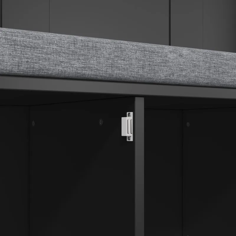 Vestiaire à l'entrée noir banc à chaussures porte manteau 120x40x191cm VERTEXVYNTH