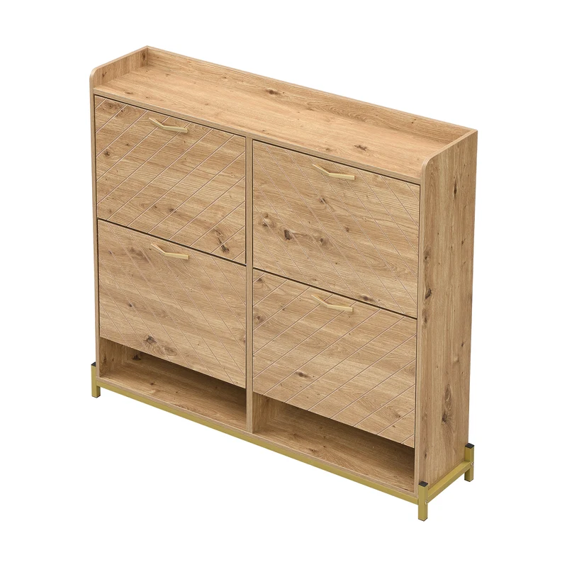 Meuble à chaussures élégant effet bois 4 portes MDF 108,5x24x100 cm ALIGNESS