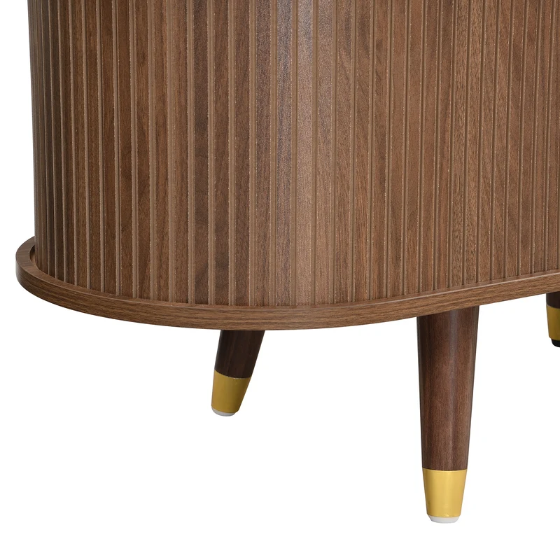 Meuble TV 175 cm effet bois noyer MDF avec porte coulissante en rotin STARANISESTAR