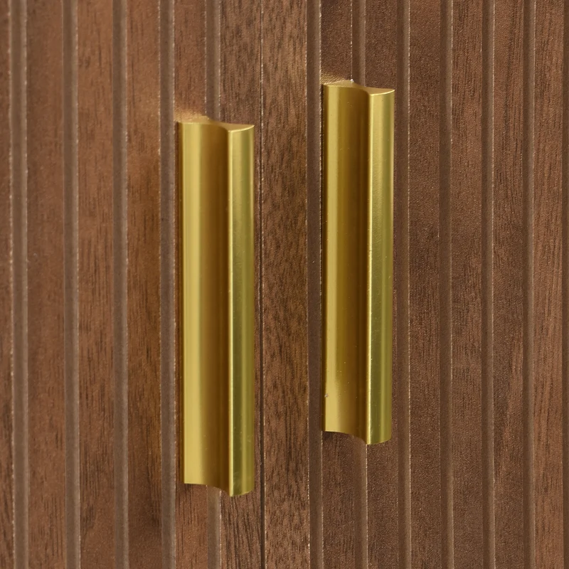 Meuble TV 175 cm effet bois noyer MDF avec porte coulissante en rotin STARANISESTAR