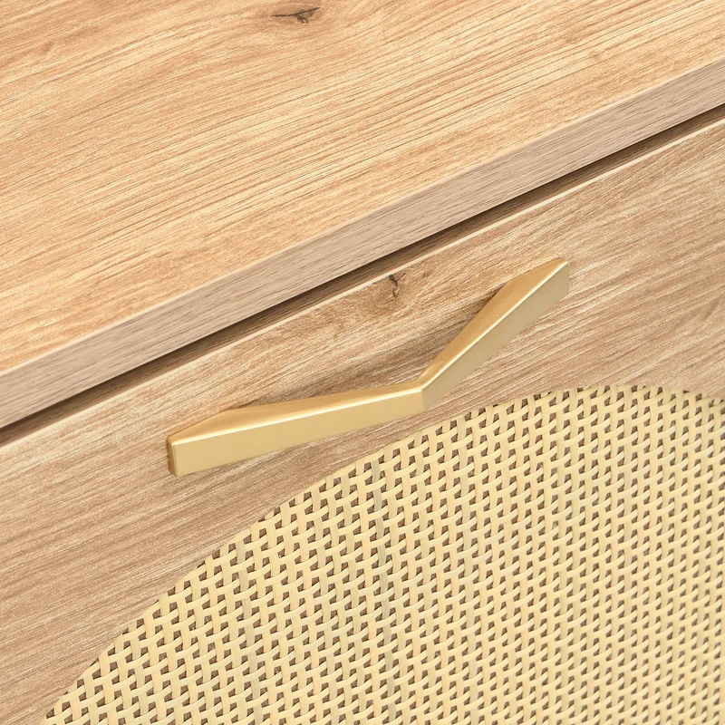 Meuble à chaussures en bois avec portes en rotin – 108,5x24x100 cm, 4 portes style naturel SHARKFIN
