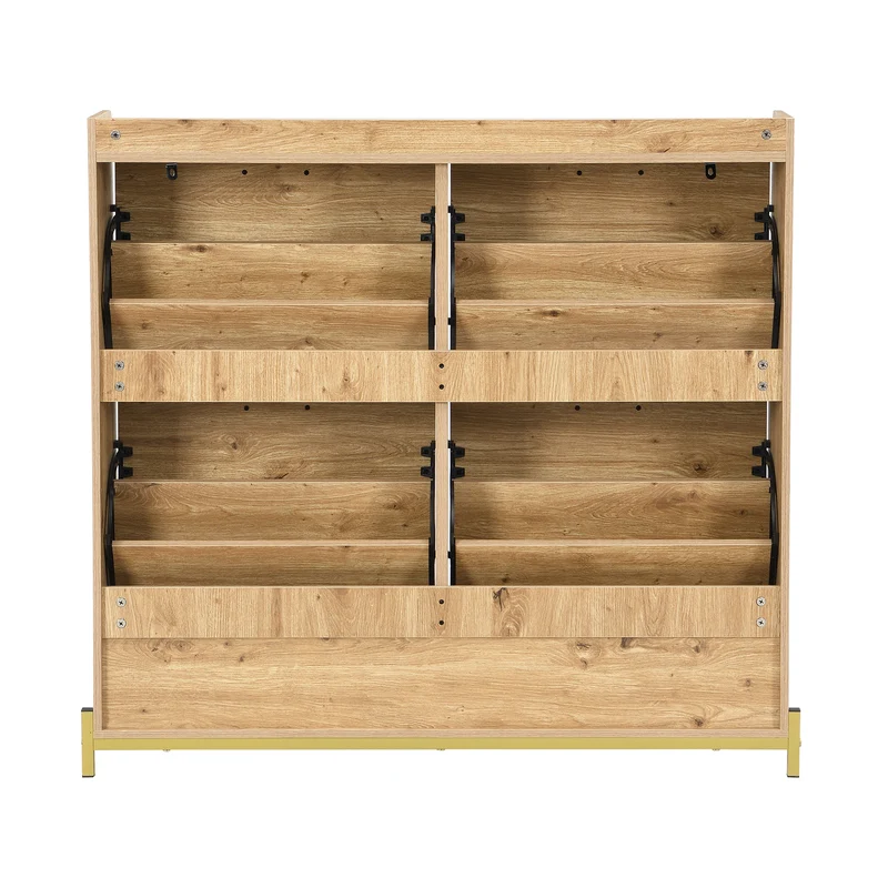 Meuble à chaussures en bois avec portes en rotin – 108,5x24x100 cm, 4 portes style naturel SHARKFIN