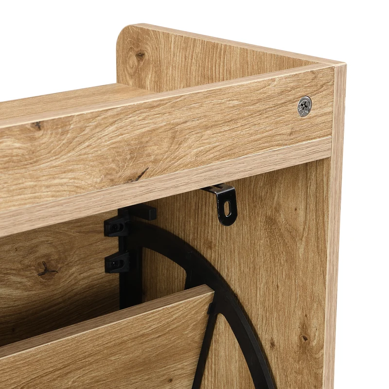 Meuble à chaussures en bois avec portes en rotin – 108,5x24x100 cm, 4 portes style naturel SHARKFIN