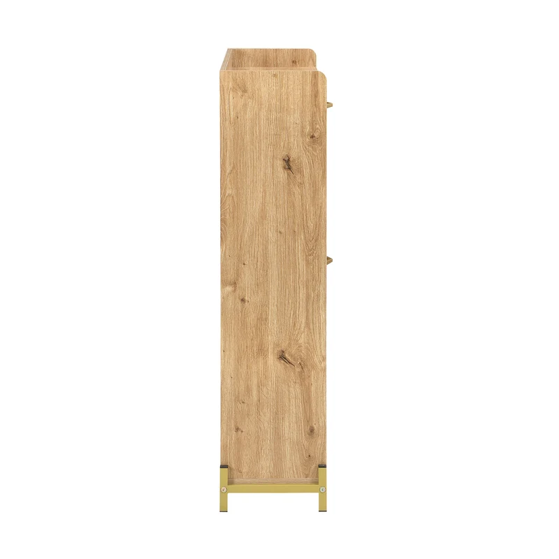 Meuble à chaussures en bois avec portes en rotin – 108,5x24x100 cm, 4 portes style naturel SHARKFIN