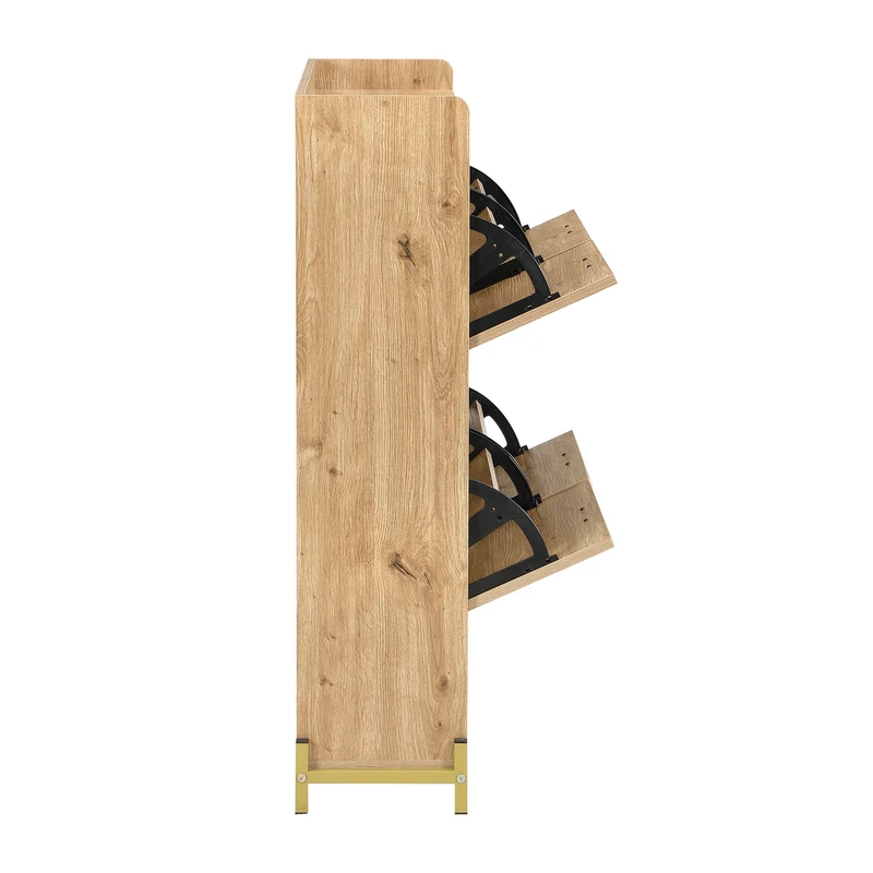Meuble à chaussures en bois avec portes en rotin – 108,5x24x100 cm, 4 portes style naturel SHARKFIN