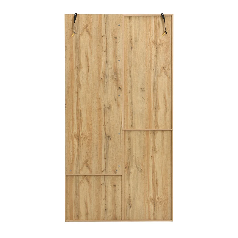 Vestiaire à l'entrée effet bois 3 portes 1 tiroir avec miroir, banc et meuble à chaussures, porte-manteau mural PEAKGLEN