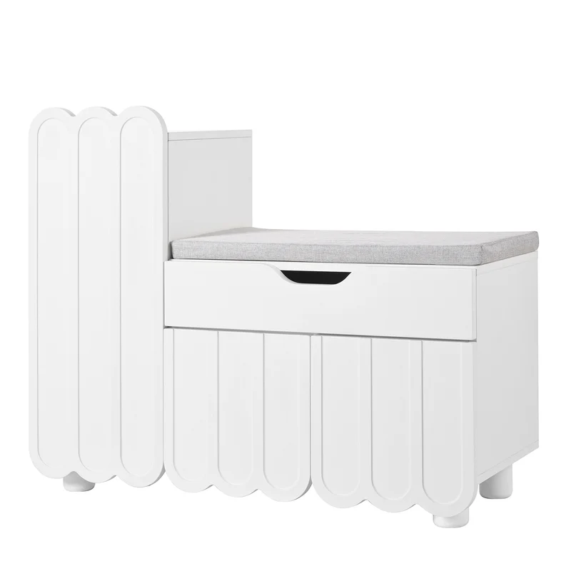 Meuble à chaussures blanc avec rangement banc assise rembourrée KIVUILS