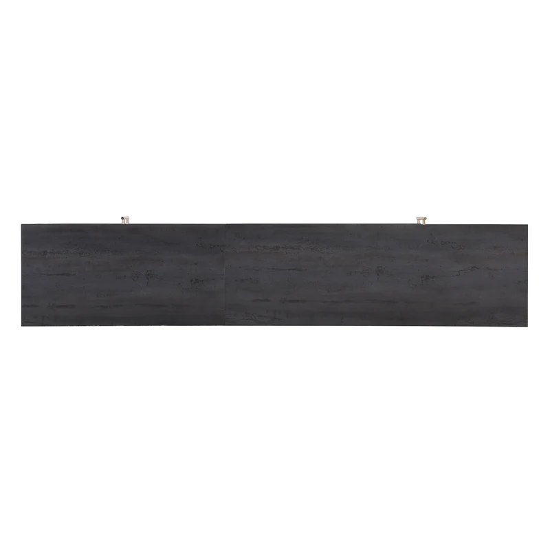 Meuble TV gris et verre ondulé avec 3 portes battants niche ouvert rangement 200 x 40 COVUNS