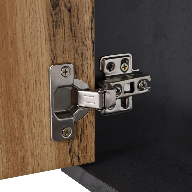 Meuble TV gris et verre ondulé avec 3 portes battants niche ouvert rangement 200 x 40 COVUNS