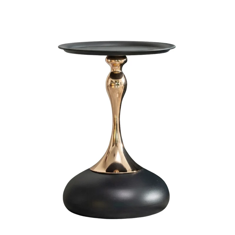 Table d'appoint ronde acier carbone noir et dorée 38x38x54 cm SINGINGSTREAM