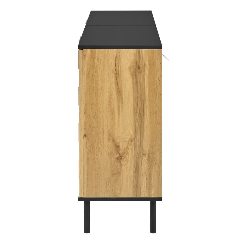 Buffet grand effet bois design damier mosaïque 2 portes 160x35x80,5 cm ADJUSTTRAY
