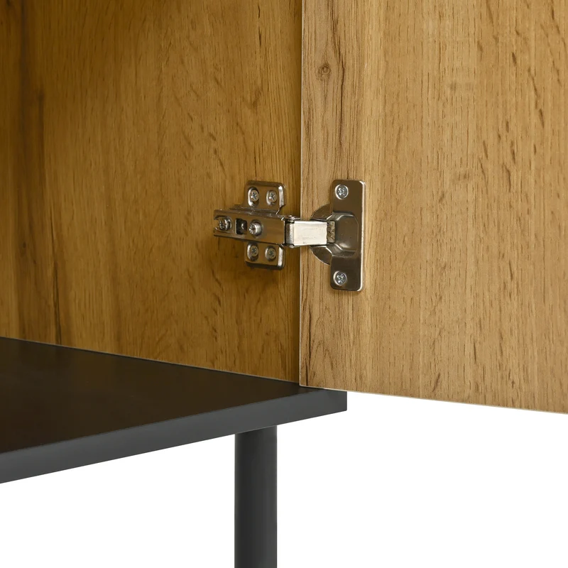 Buffet grand effet bois design damier mosaïque 2 portes 160x35x80,5 cm ADJUSTTRAY