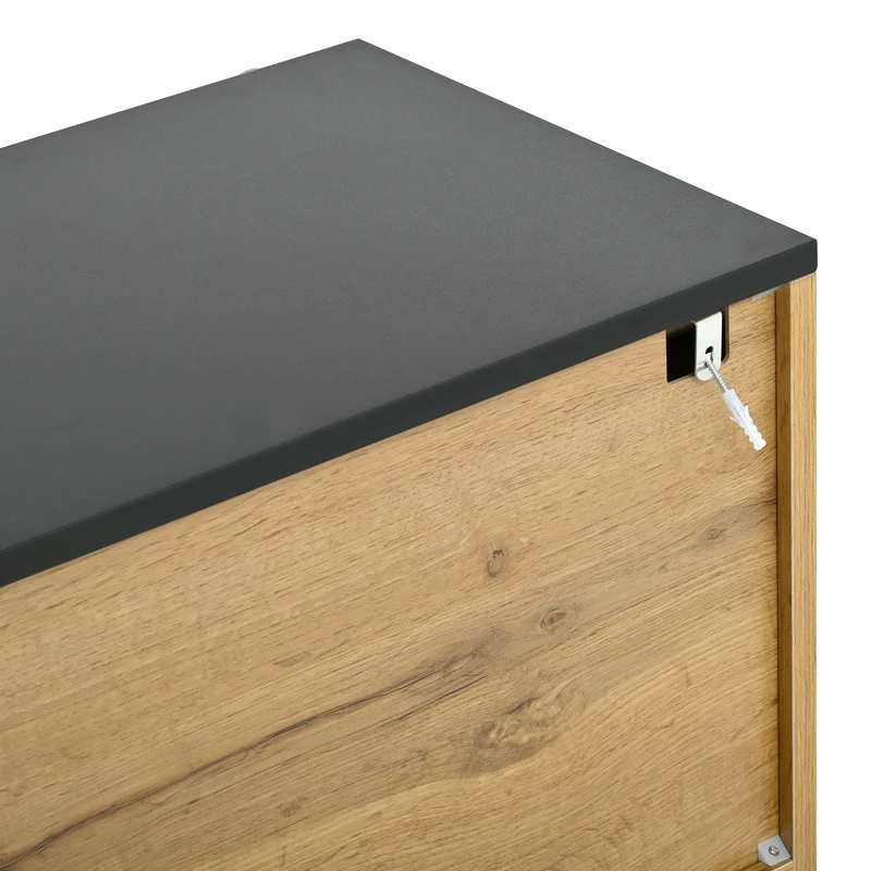 Buffet grand effet bois design damier mosaïque 2 portes 160x35x80,5 cm ADJUSTTRAY