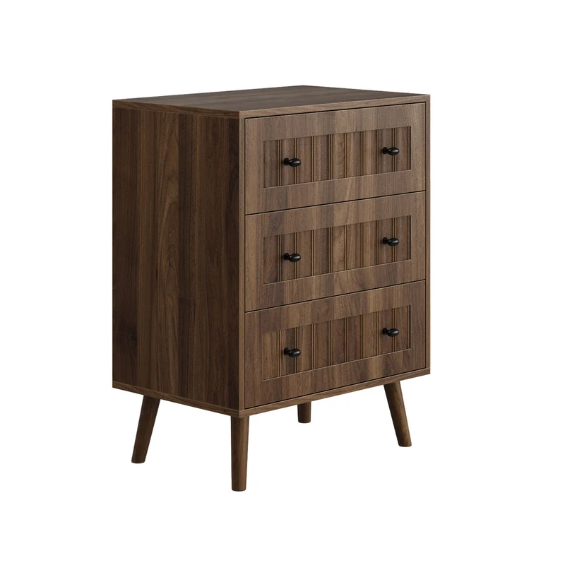Commode 3 tiroirs effet bois noyer 60x40x78cm ADJUSTTRUNK