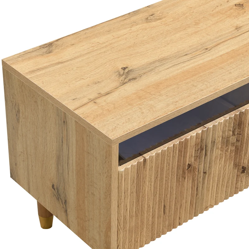 Meuble TV effet bois 4 tiroirs et verre trempé avec LED 178 cm ARMOIREFRESH
