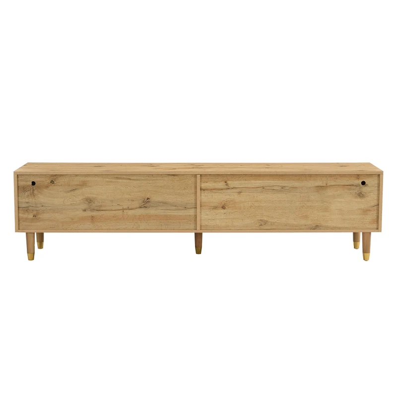 Meuble TV effet bois 4 tiroirs et verre trempé avec LED 178 cm ARMOIREFRESH