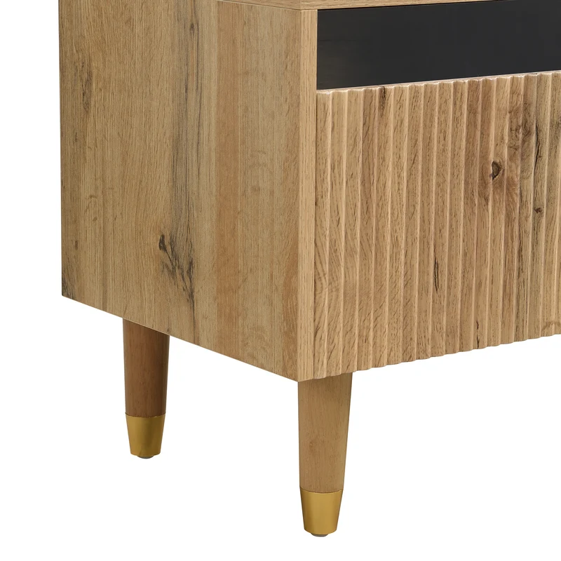 Meuble TV effet bois 4 tiroirs et verre trempé avec LED 178 cm ARMOIREFRESH