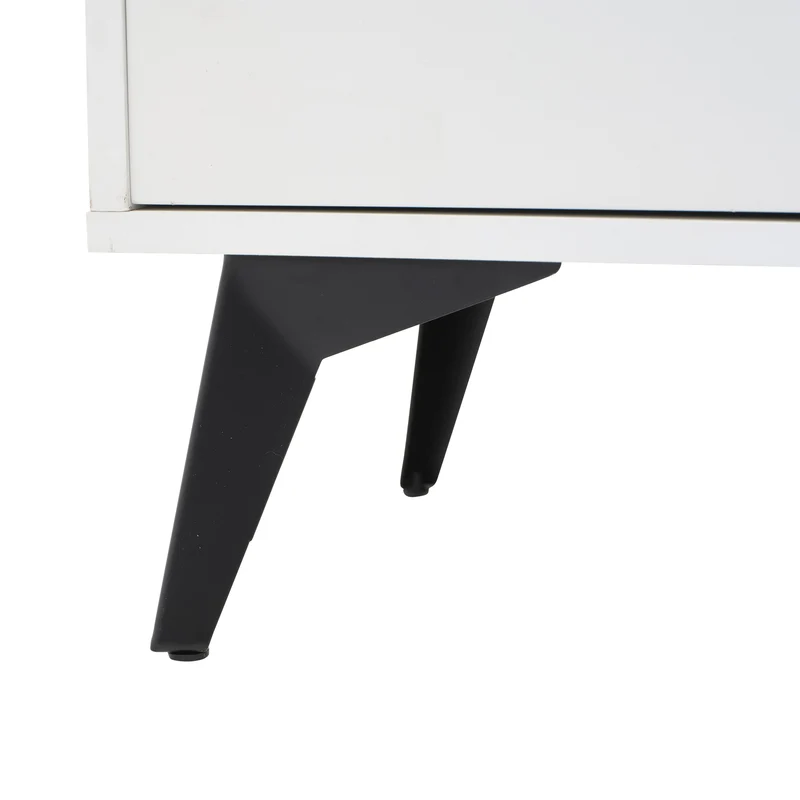 Buffet blanc design vague 4 portes pieds en métal noir 160x35x100cm ALUMINUMBASKET