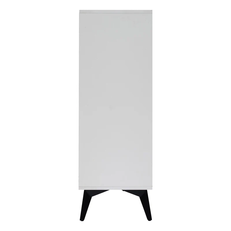 Buffet blanc design vague 4 portes pieds en métal noir 160x35x100cm ALUMINUMBASKET