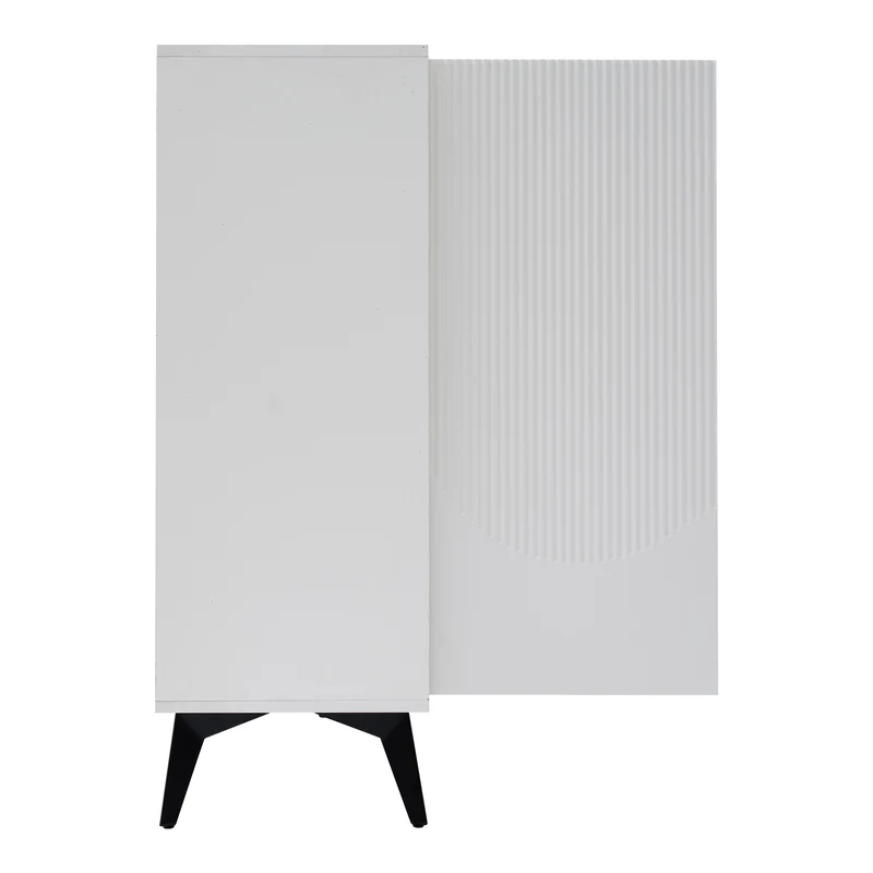 Buffet blanc design vague 4 portes pieds en métal noir 160x35x100cm ALUMINUMBASKET