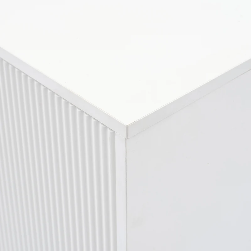 Buffet blanc design vague 4 portes pieds en métal noir 160x35x100cm ALUMINUMBASKET