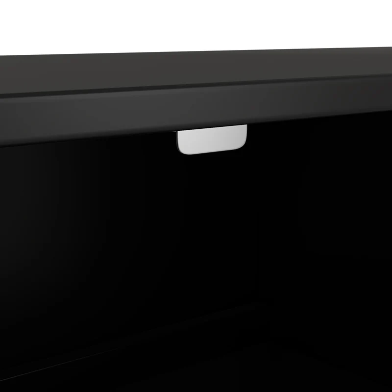 Buffet noir avec 4 portes poignées et pieds dorées 160x40x80cm ALUMINUMMIRROR