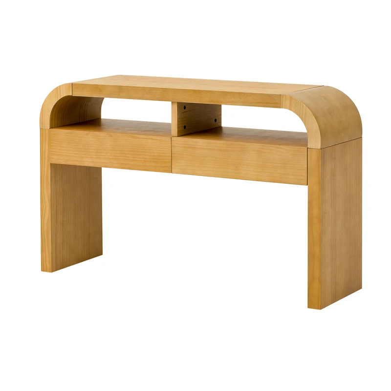 Console effet bois au design courbé et épuré avec 2 tiroirs 120x35,5cm CASCADEINFINIXX