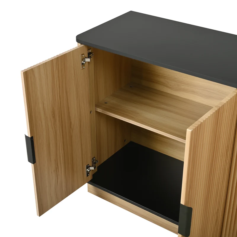 Buffet effet bois 4 portes au design contemporain et cannage bois 139x40x75cm CLASSICARMOIREHOME