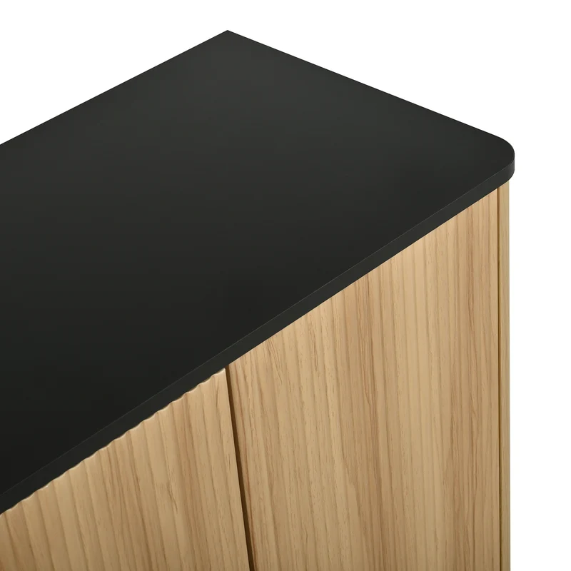 Buffet effet bois 4 portes au design contemporain et cannage bois 139x40x75cm CLASSICARMOIREHOME