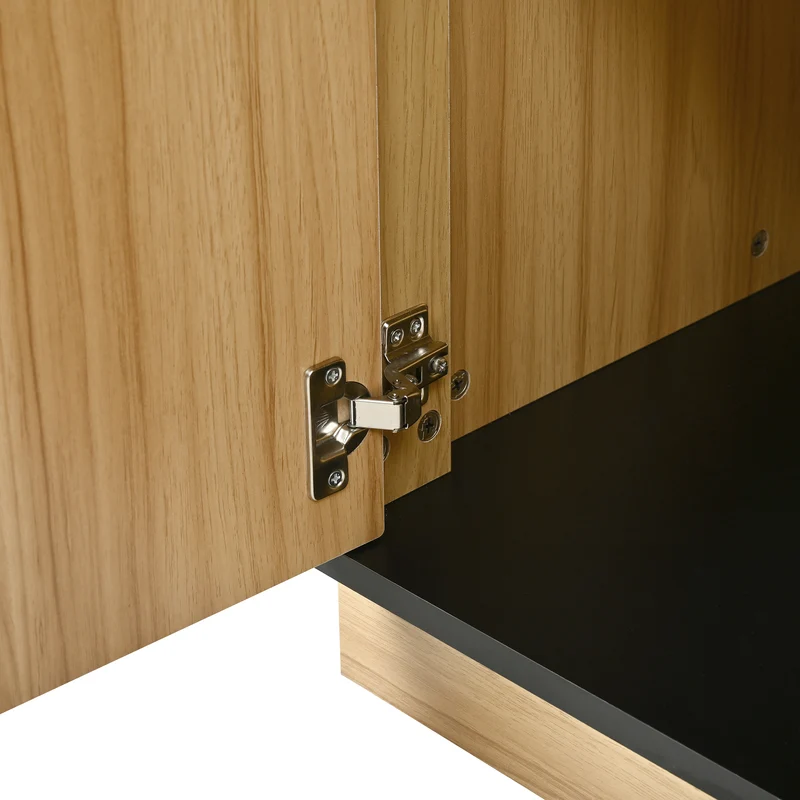 Buffet effet bois 4 portes au design contemporain et cannage bois 139x40x75cm CLASSICARMOIREHOME