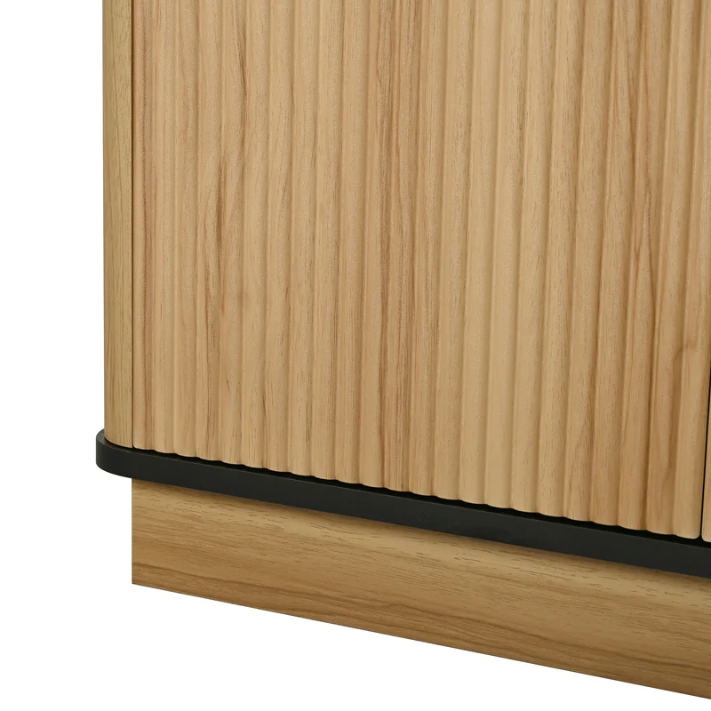Buffet effet bois 4 portes au design contemporain et cannage bois 139x40x75cm CLASSICARMOIREHOME