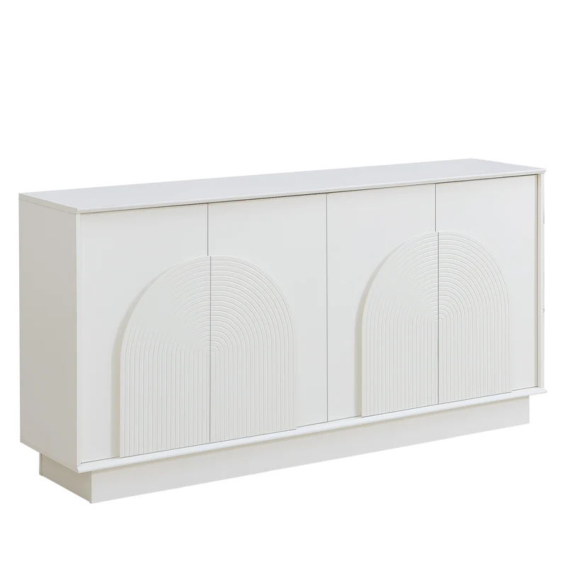 Buffet blanc moderne design arqué 4 portes 160x38x80cm BRACT