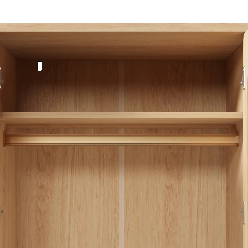 Armoire effet bois chêne penderie 2 portes, 2 tiroirs, étagères ouvertes 161x120x44cm BOOKCASEART