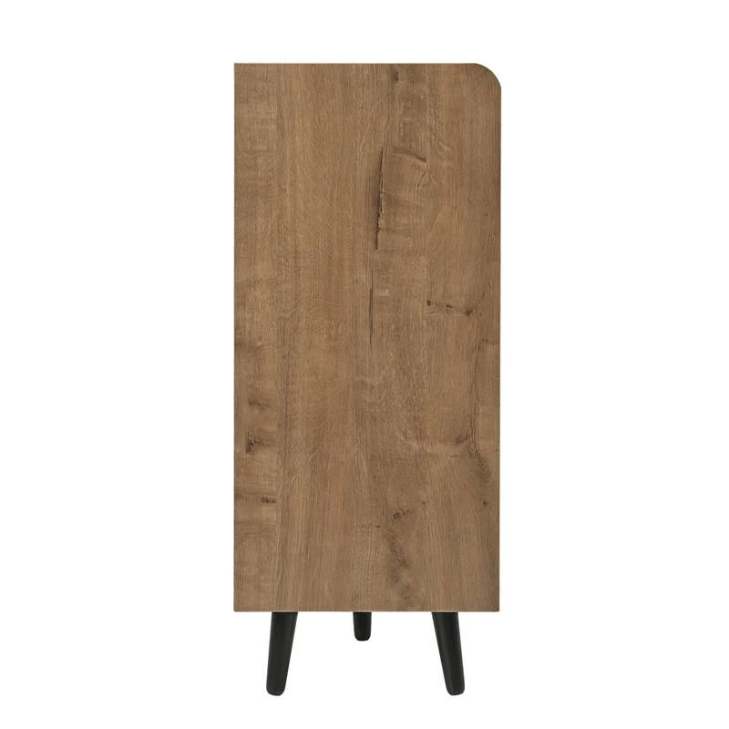 Meuble à chaussures effet bois naturel, 4 portes, banc tissu gris 120x34x82cm ARMOIREAIR