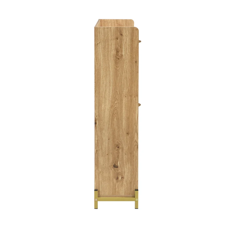 Meuble à chaussures moderne en bois MDF, 108,5 cm, 4 portes à lattes, style contemporain POTASHGRAIN