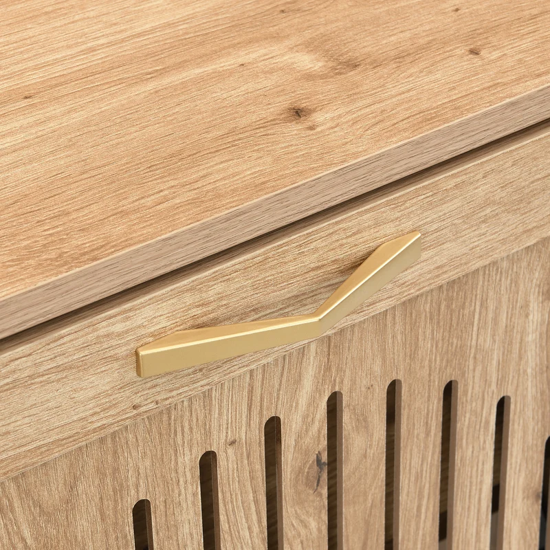Meuble à chaussures moderne en bois MDF, 108,5 cm, 4 portes à lattes, style contemporain POTASHGRAIN