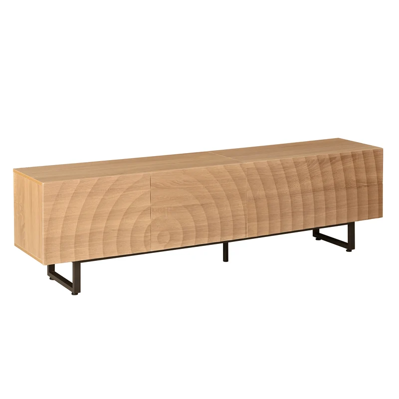 Meuble TV scandinave effet bois naturel relief 3D 180x38x51,5cm NIMBUSIRE