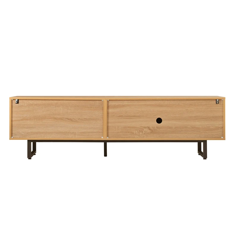 Meuble TV scandinave effet bois naturel relief 3D 180x38x51,5cm NIMBUSIRE