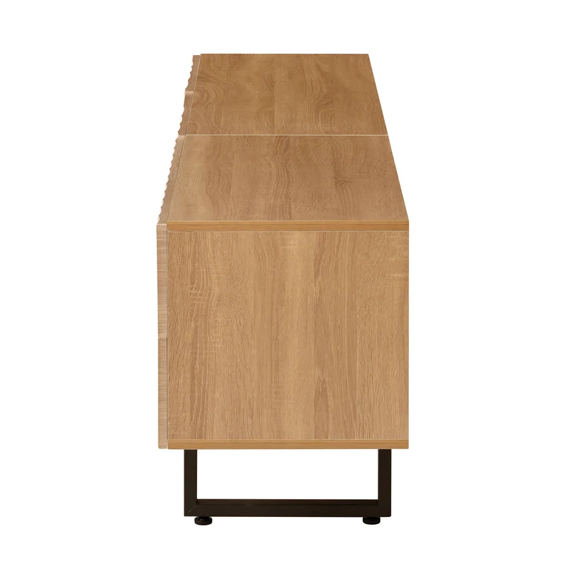 Meuble TV scandinave effet bois naturel relief 3D 180x38x51,5cm NIMBUSIRE