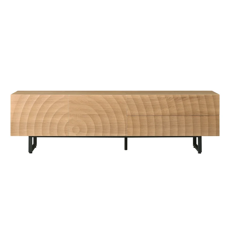 Meuble TV scandinave effet bois naturel relief 3D 180x38x51,5cm NIMBUSIRE