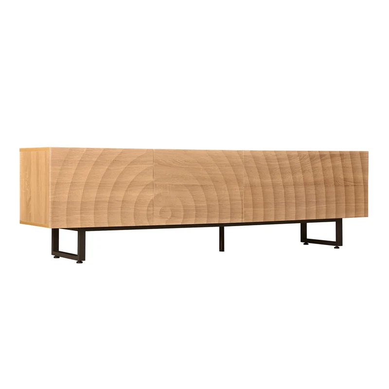Meuble TV scandinave effet bois naturel relief 3D 180x38x51,5cm NIMBUSIRE