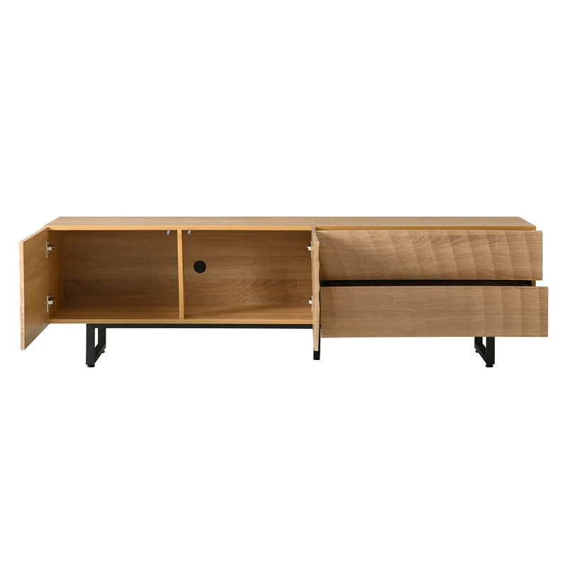 Meuble TV scandinave effet bois naturel relief 3D 180x38x51,5cm NIMBUSIRE