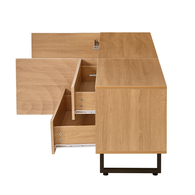 Meuble TV scandinave effet bois naturel relief 3D 180x38x51,5cm NIMBUSIRE