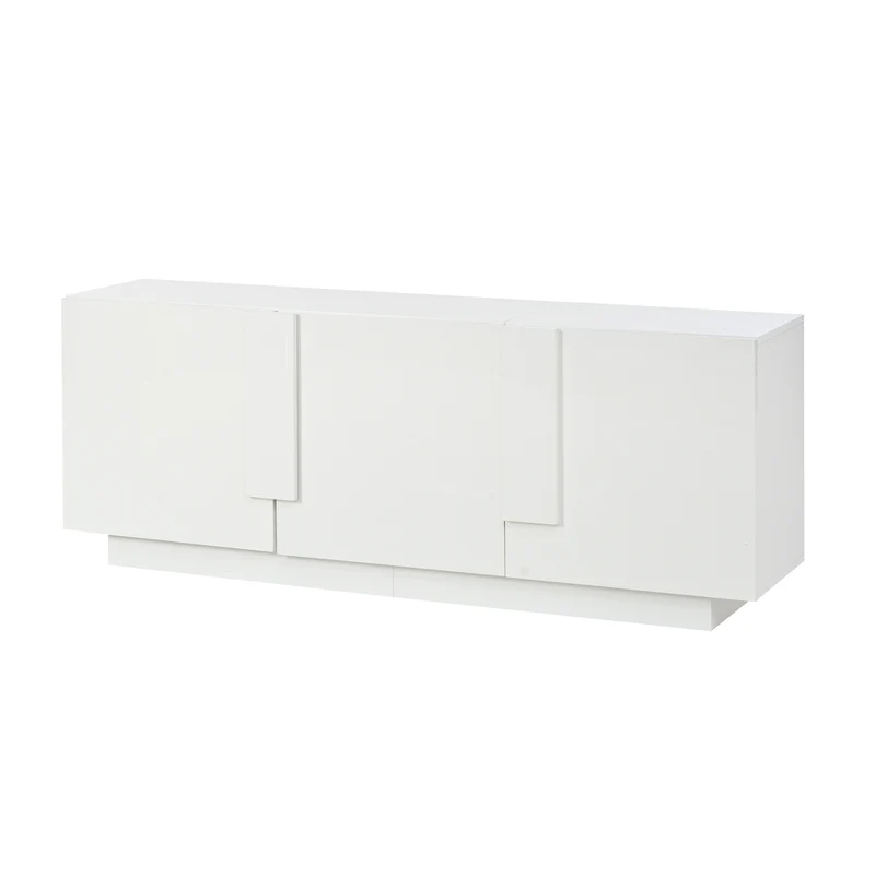 Buffet blanc laqué 3 portes design minimaliste 160x35x60cm FLEX BOX