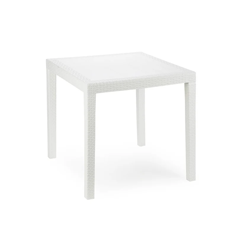 Table King carrée en rotin blanc 79 x 79 x 72 cm